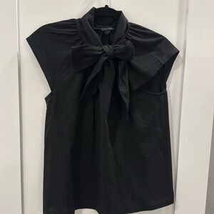 Ann Taylor black tank with tie/bow collar detail